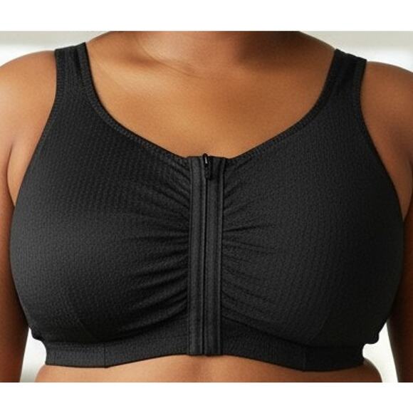 LEADING LADY Plus Size Bra 50DD 50 DD Black Front Close Wireless Bralette Lounge - Picture 5 of 5